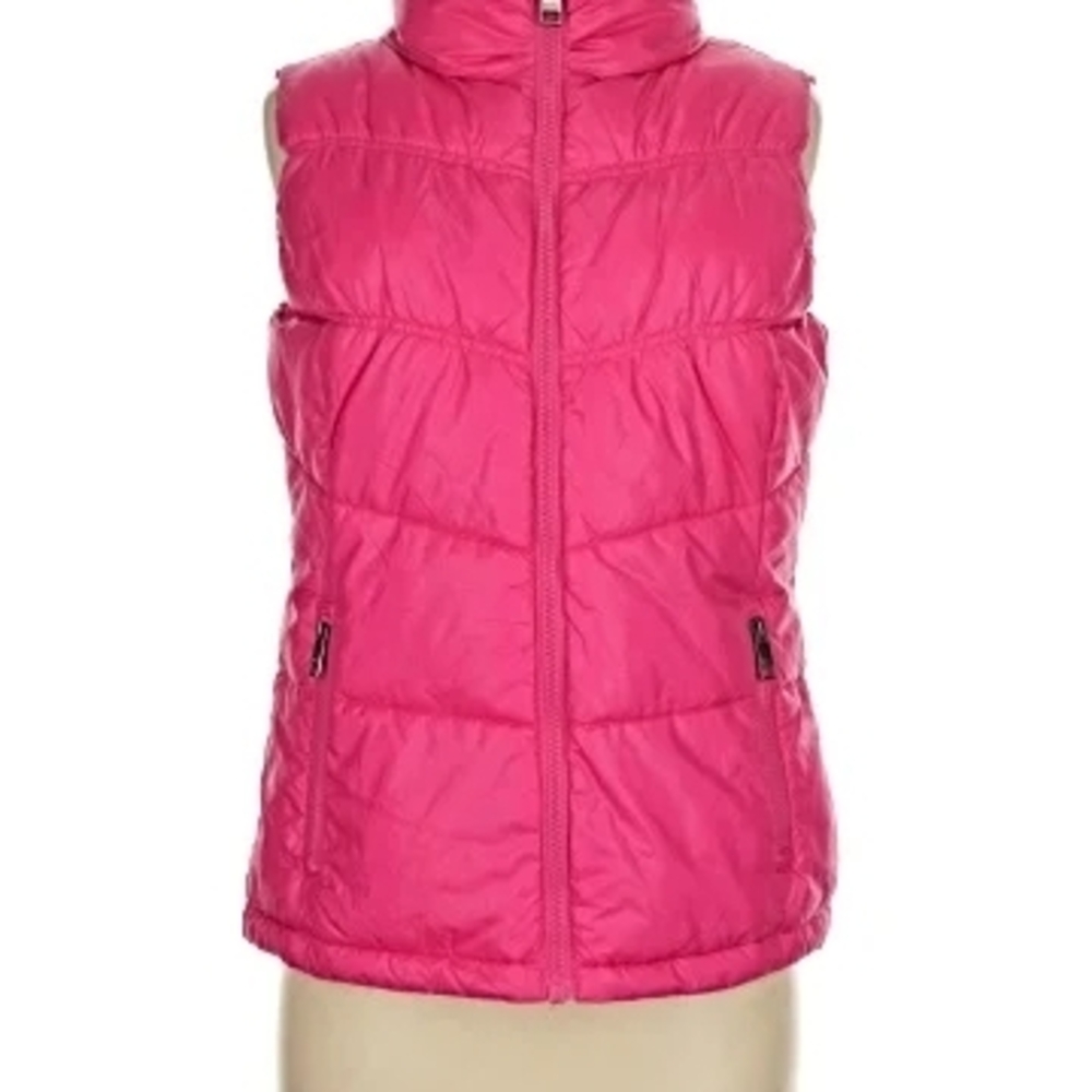 Women's Lightweight Puffer Vest - Hot Pink w/Orange Detail -SZXL